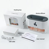 Essential Oil Diffuser 2 in 1 Aromatherapy Diffuser & Himalayan Salt Lamp 250Ml Flame Humidifier for Bedroom Mute Colorful Night Light (Without Essential Oil, Timeable, White)