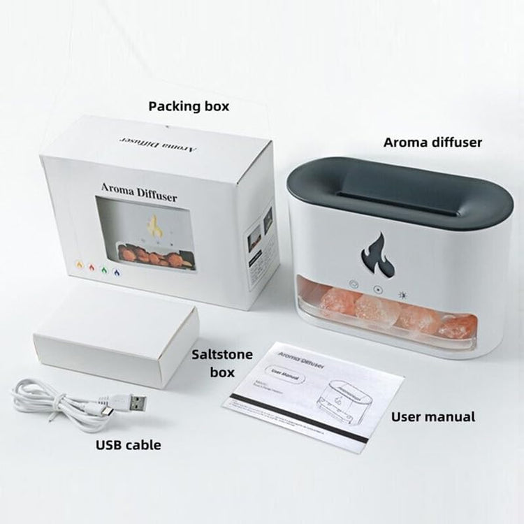 Essential Oil Diffuser 2 in 1 Aromatherapy Diffuser & Himalayan Salt Lamp 250Ml Flame Humidifier for Bedroom Mute Colorful Night Light (Without Essential Oil, Timeable, White)