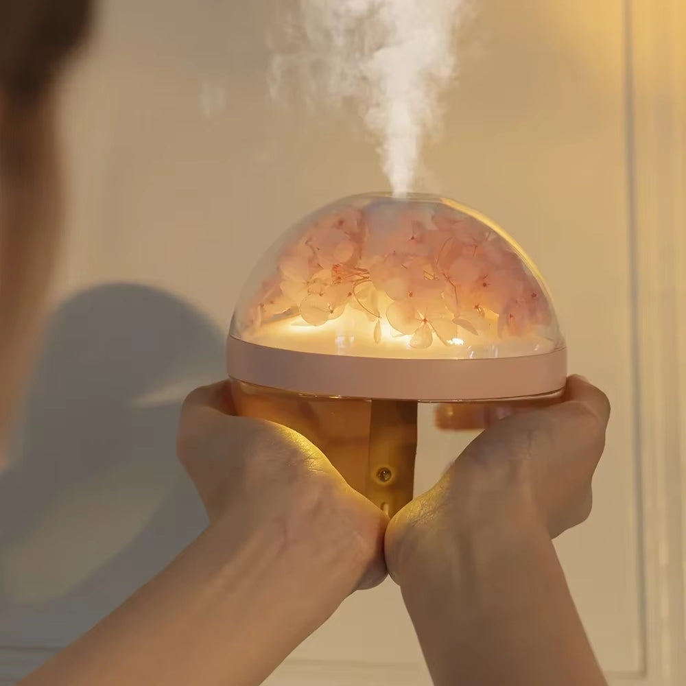 270ML Air Humidifier USB Rechargeable 800Mah Home Hydration Humidifier Colour LED Light Mist Maker Flower Humidificador